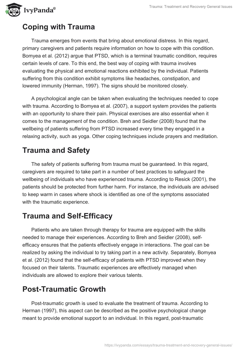 Trauma: Treatment and Recovery General Issues. Page 3
