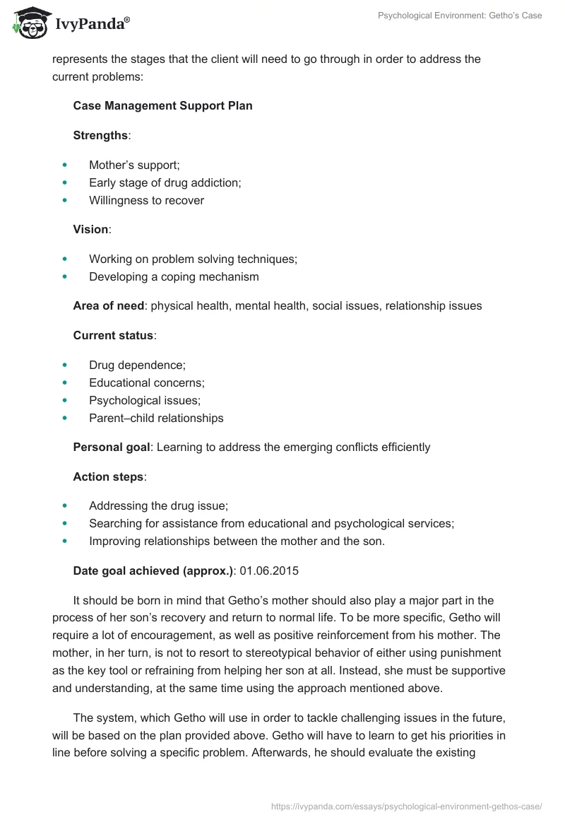 Psychological Environment: Getho’s Case. Page 2