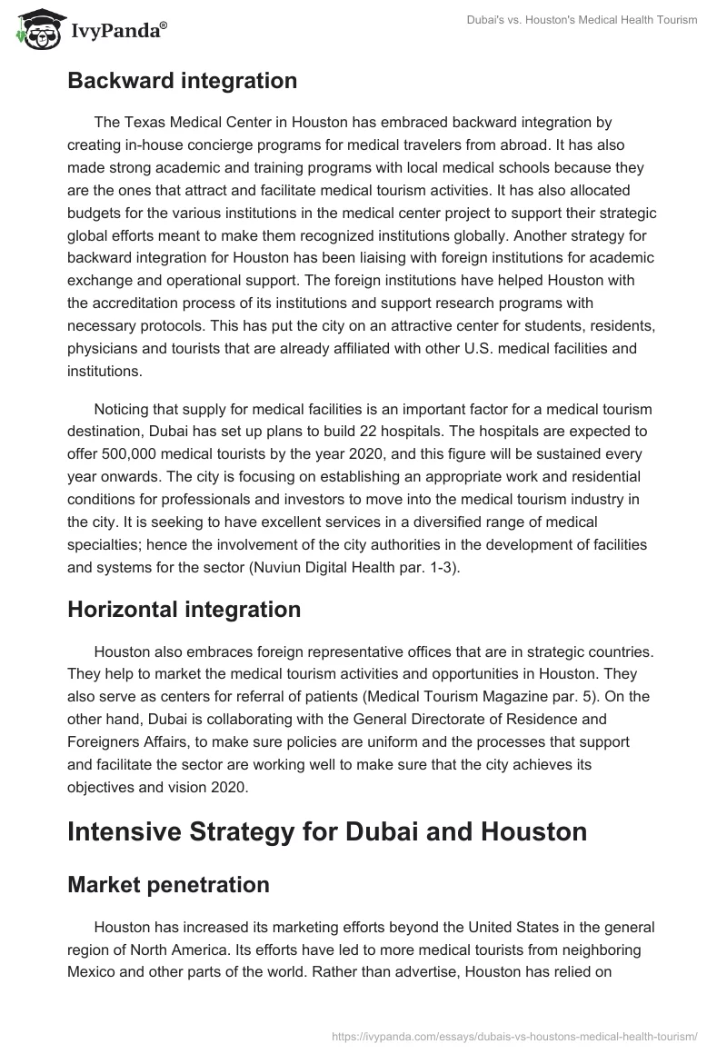Dubai's vs. Houston's Medical Health Tourism. Page 5