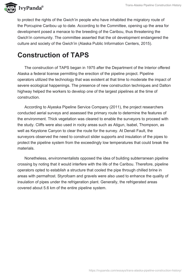 Trans-Alaska Pipeline Construction History. Page 5