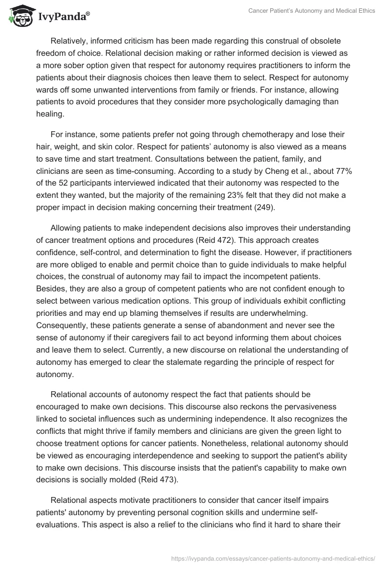 Cancer Patient’s Autonomy and Medical Ethics. Page 3