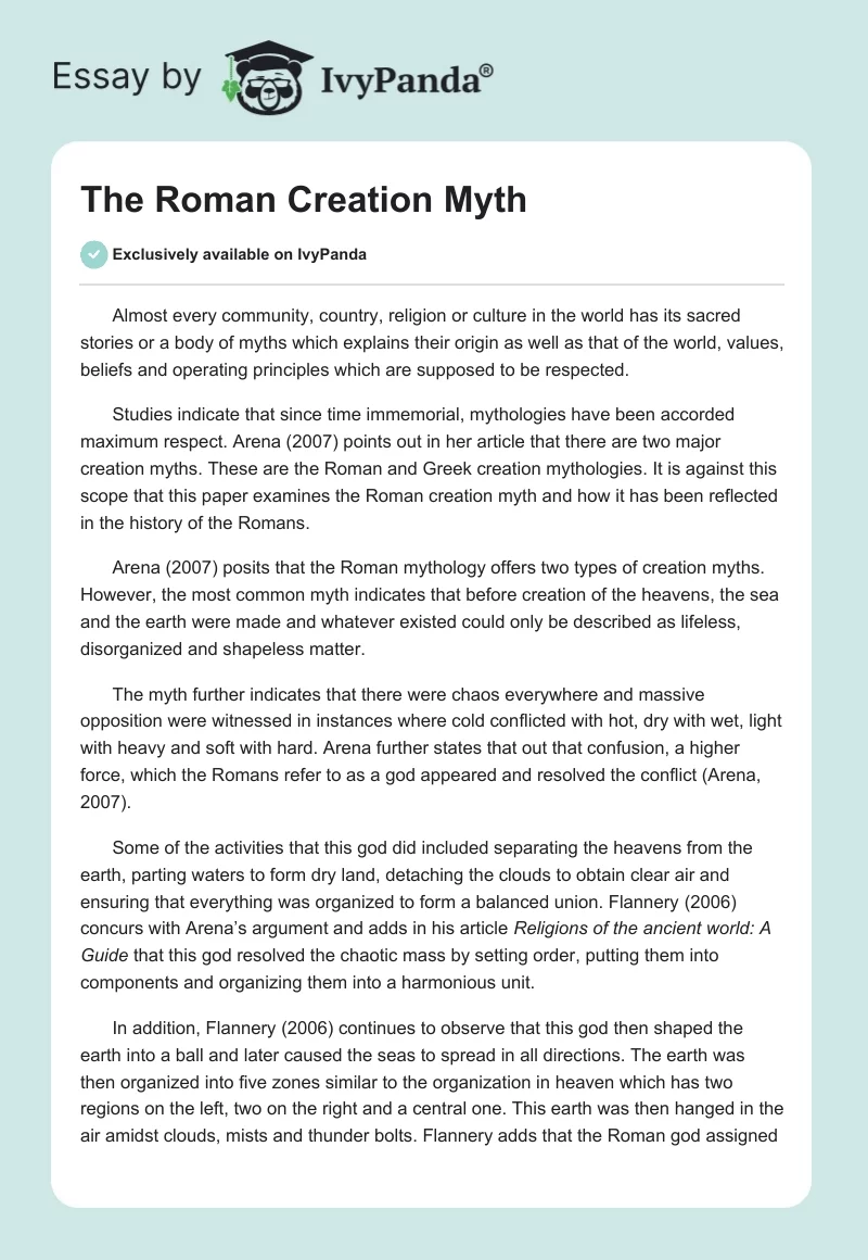 The Roman Creation Myth. Page 1
