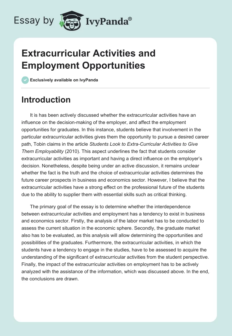 Extracurricular Activities and Employment Opportunities. Page 1