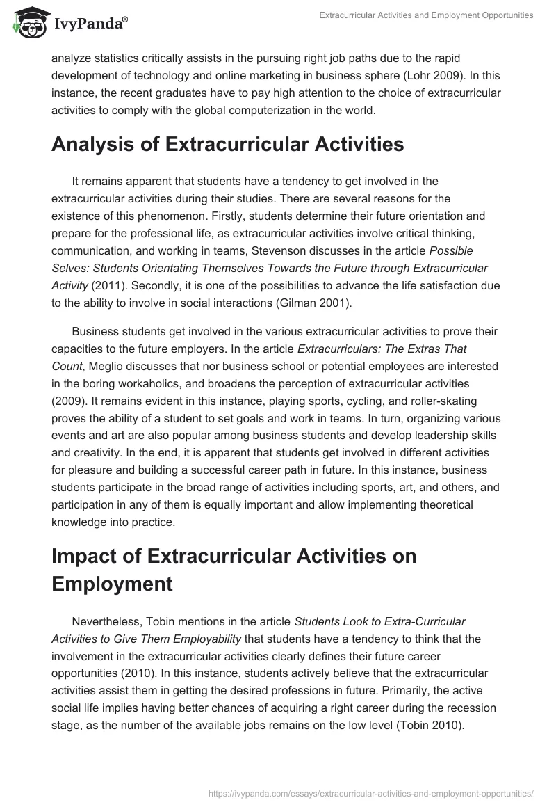 Extracurricular Activities and Employment Opportunities. Page 3