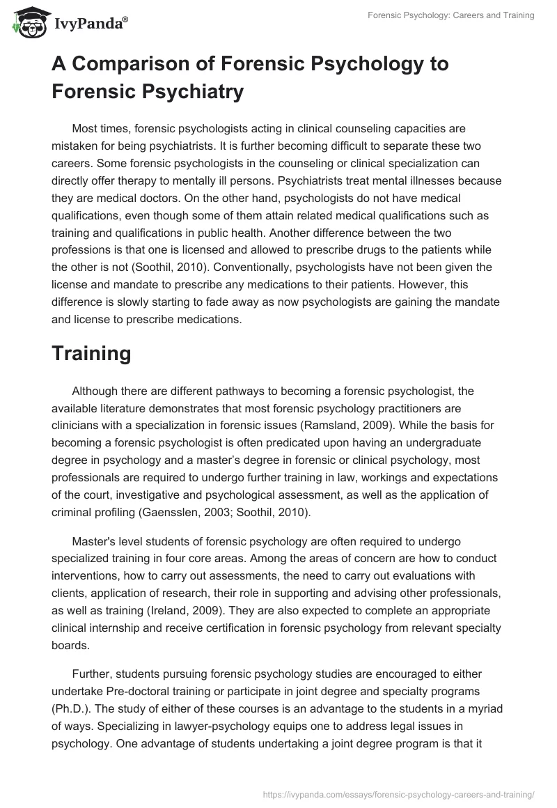 Forensic Psychology: Careers and Training. Page 3
