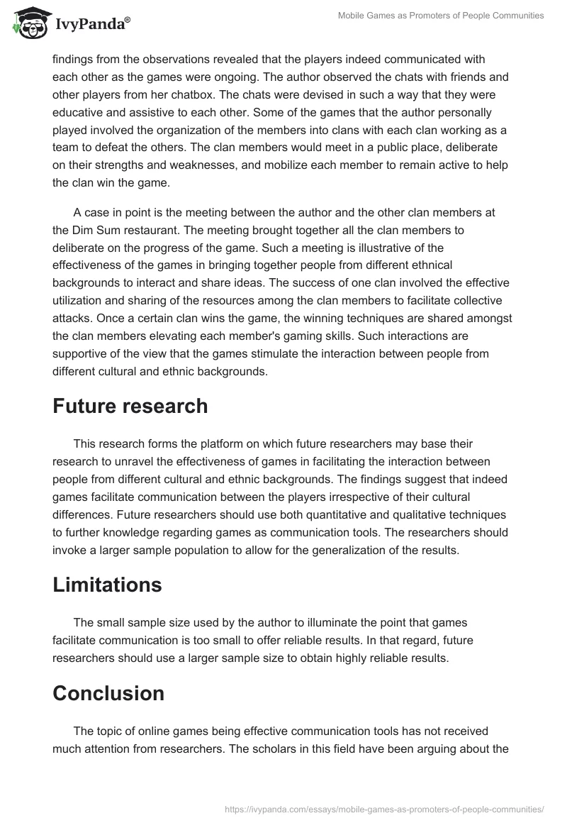 Mobile Games as Promoters of People Communities. Page 5