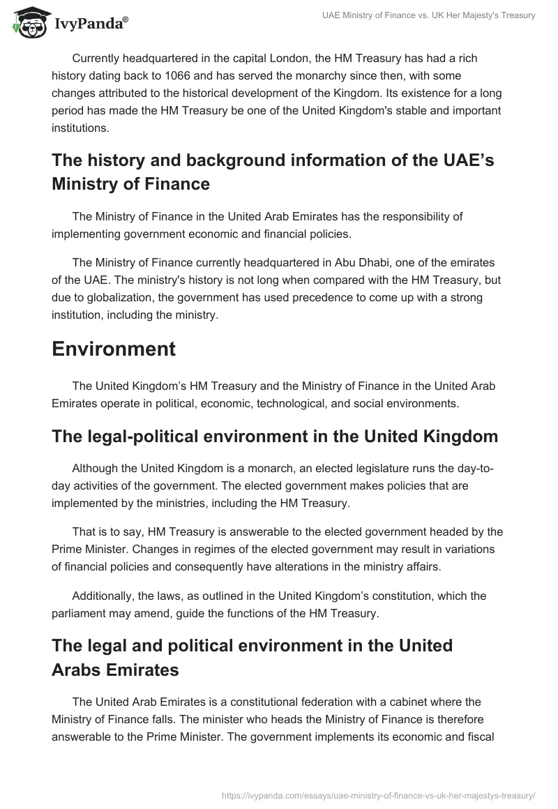 UAE Ministry of Finance vs. UK Her Majesty's Treasury. Page 2