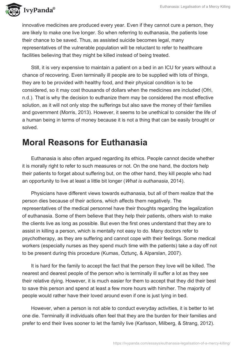 Euthanasia: Legalisation of a Mercy Killing. Page 3