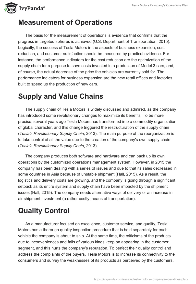 Tesla Motors Company's Operations Plan. Page 2