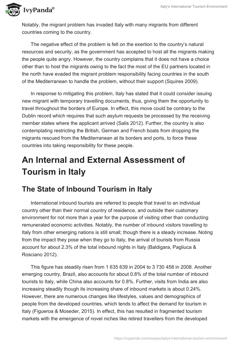 Italy's International Tourism Environment. Page 2