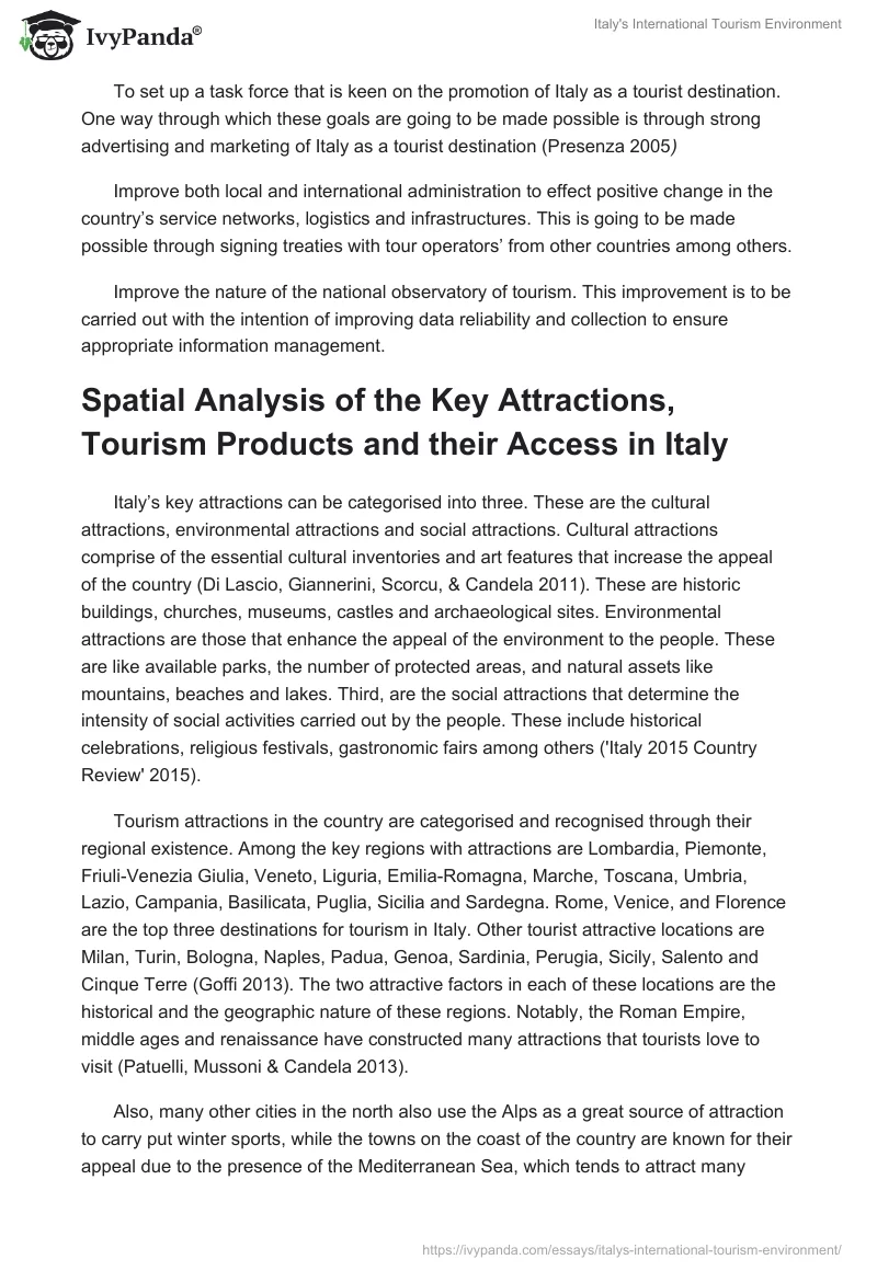 Italy's International Tourism Environment. Page 4
