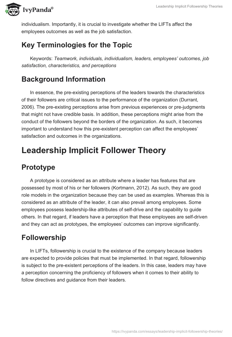 Leadership Implicit Followership Theories. Page 2
