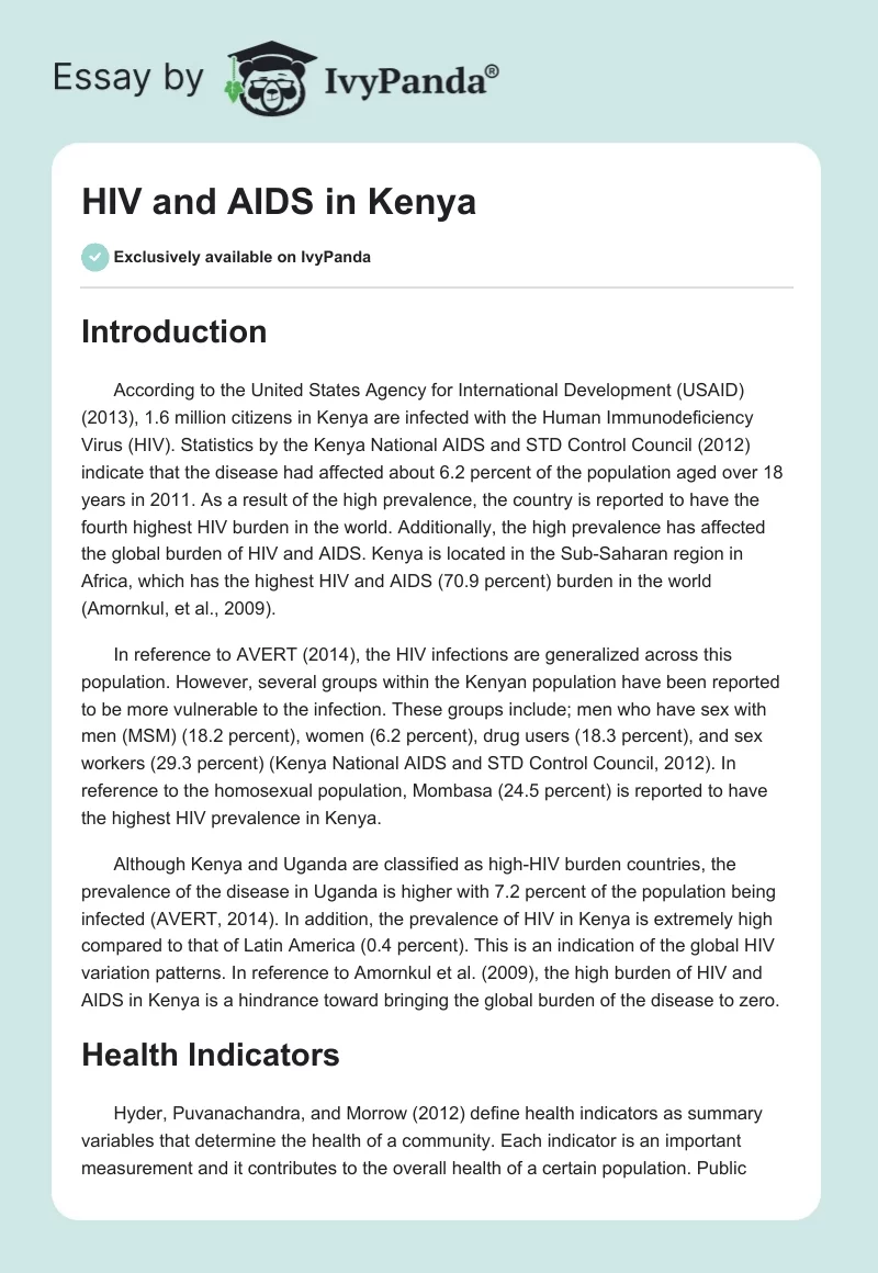HIV and AIDS in Kenya. Page 1