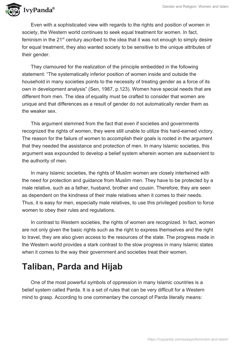 Gender and Religion: Women and Islam. Page 4