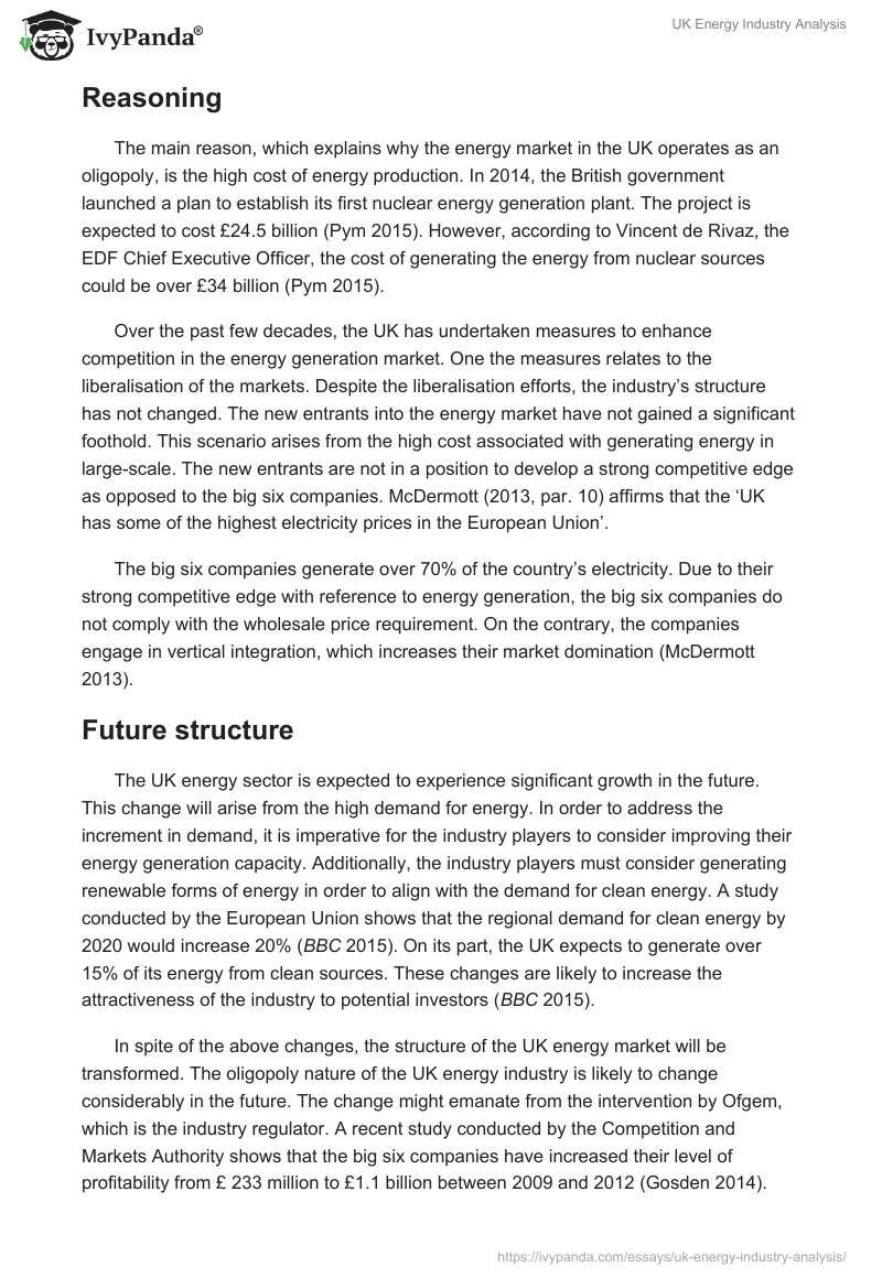 UK Energy Industry Analysis. Page 3