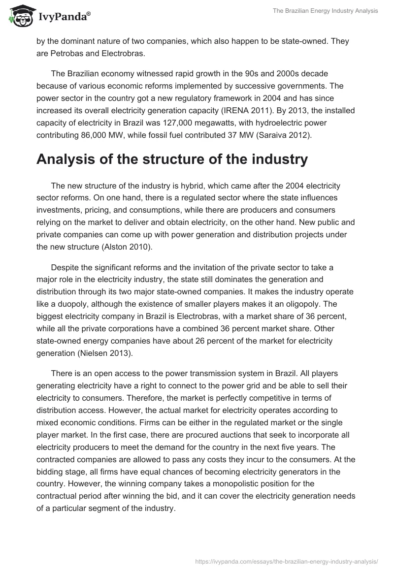 The Brazilian Energy Industry Analysis. Page 2