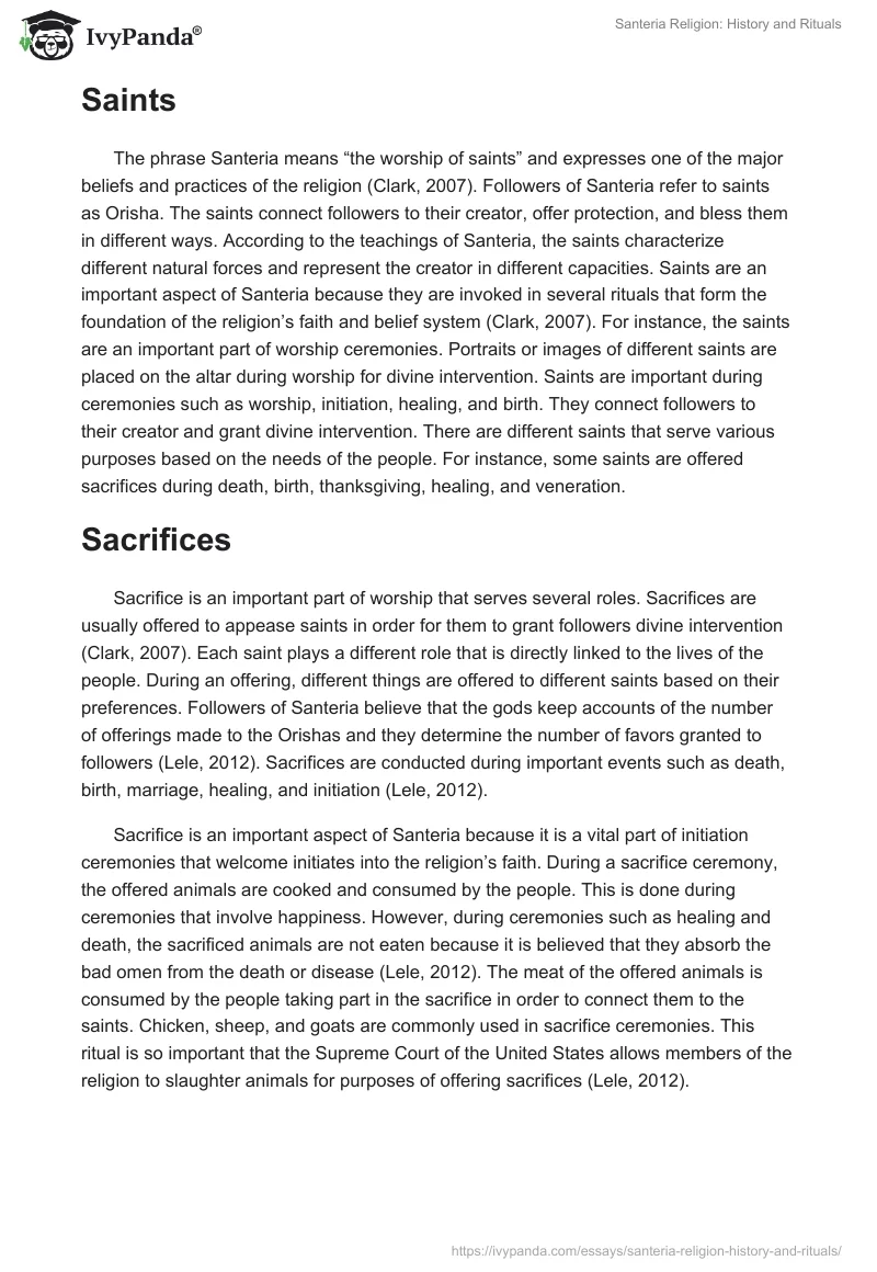 Santeria Religion: History and Rituals. Page 5