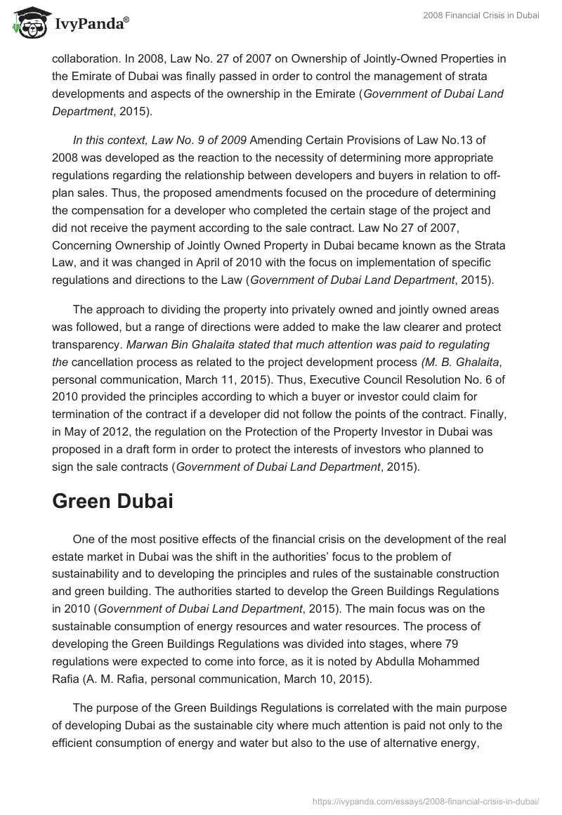 2008 Financial Crisis in Dubai. Page 5