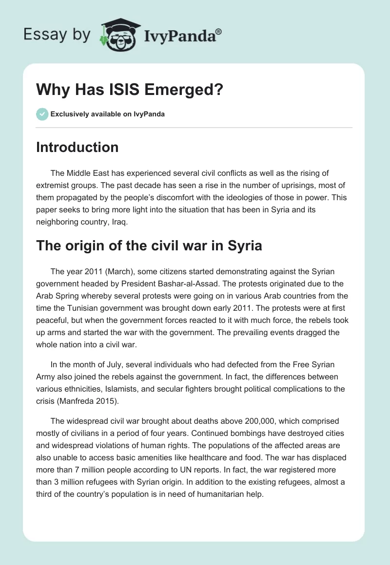 Why Has ISIS Emerged?. Page 1