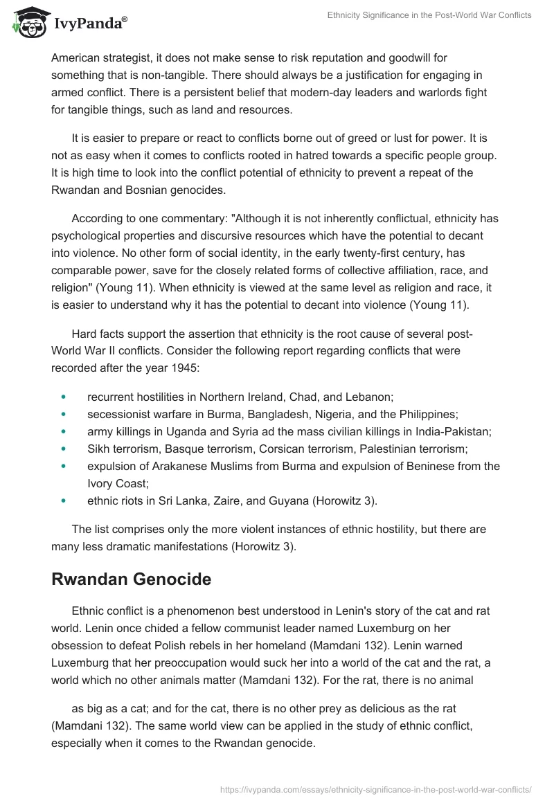 Ethnicity Significance in the Post-World War Conflicts. Page 2