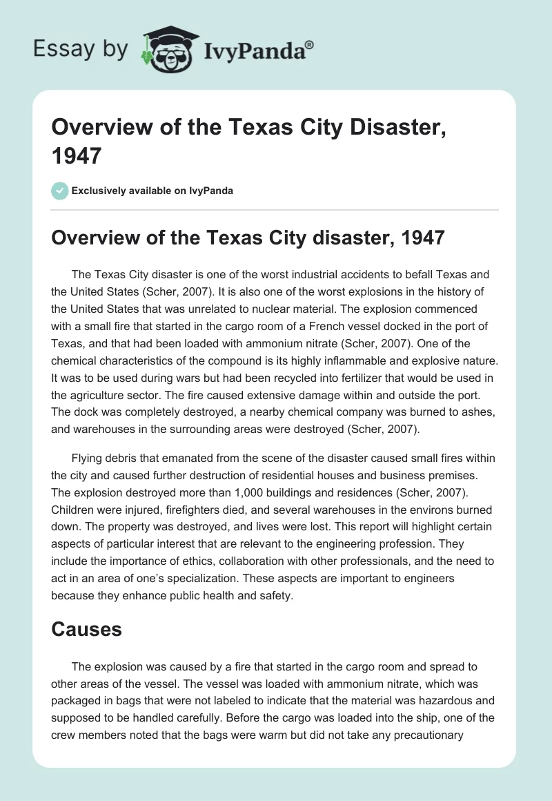 Overview of the Texas City Disaster, 1947. Page 1