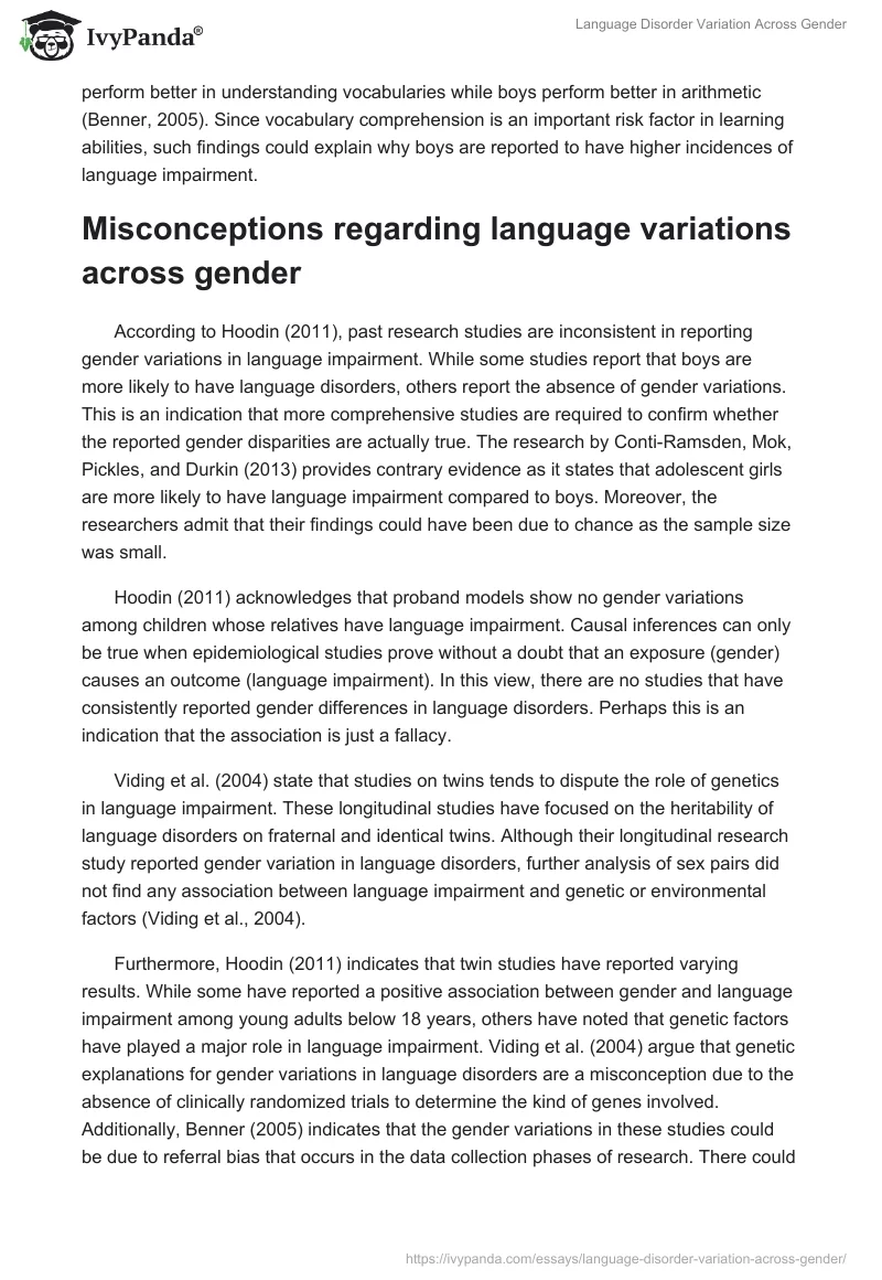 Language Disorder Variation Across Gender. Page 3