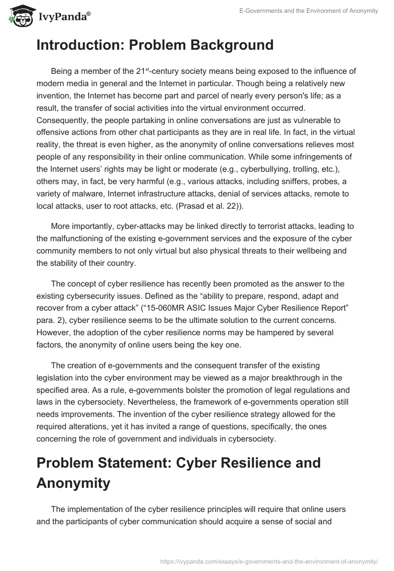 E-Governments and the Environment of Anonymity. Page 2