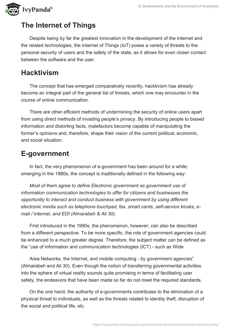 E-Governments and the Environment of Anonymity. Page 5