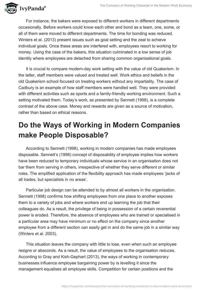 The Corrosion of Working Character in the Modern Work Economy. Page 2