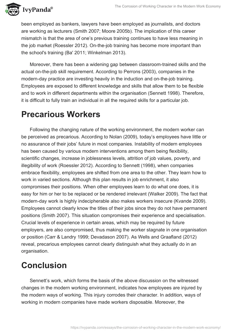 The Corrosion of Working Character in the Modern Work Economy. Page 5