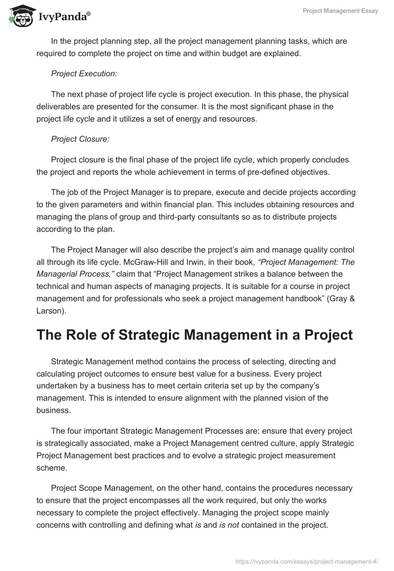 Project Management Essay. Page 2