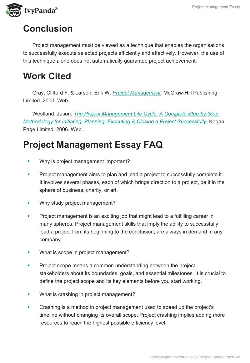 Project Management Essay. Page 3