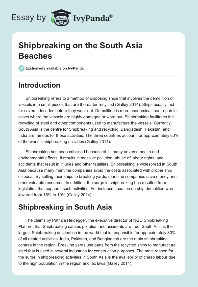 Shipbreaking on the South Asia Beaches. Page 1