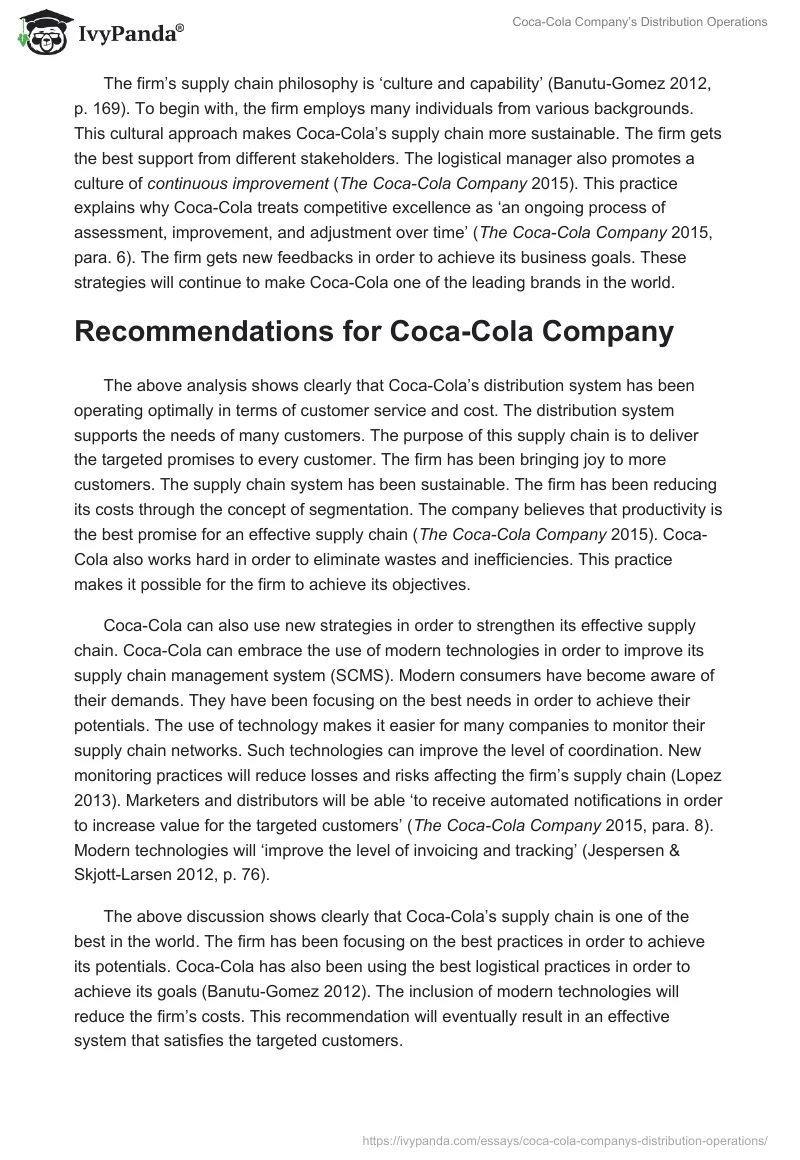 Coca-Cola Company’s Distribution Operations. Page 5