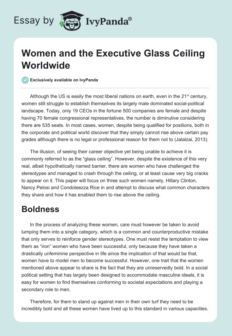 Women and the Executive Glass Ceiling Worldwide. Page 1