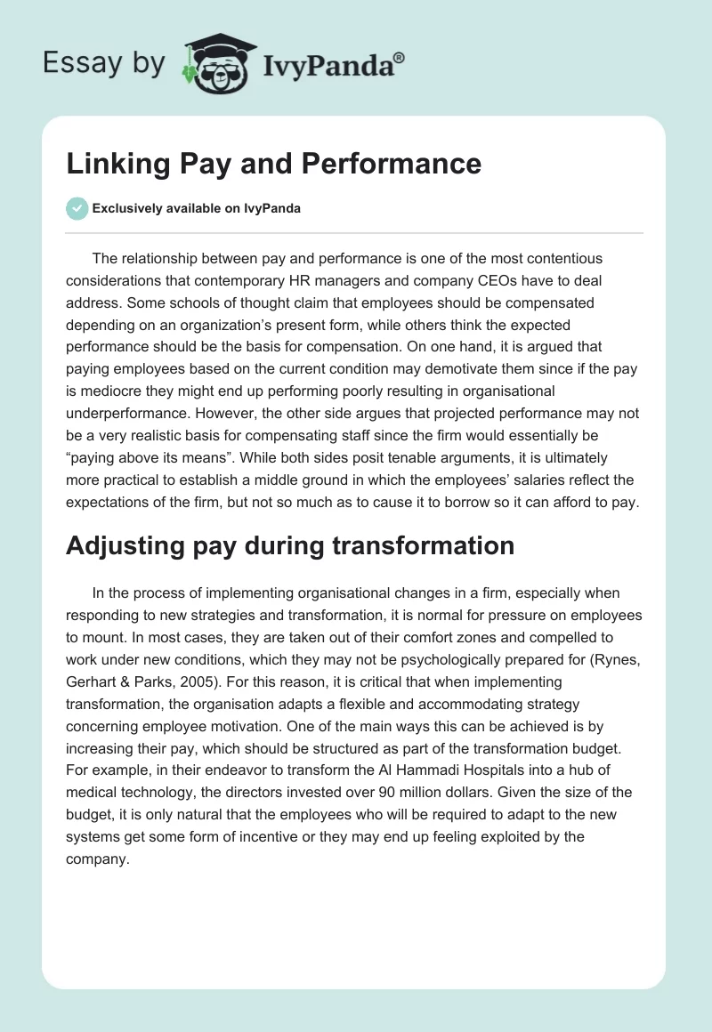 Linking Pay and Performance. Page 1