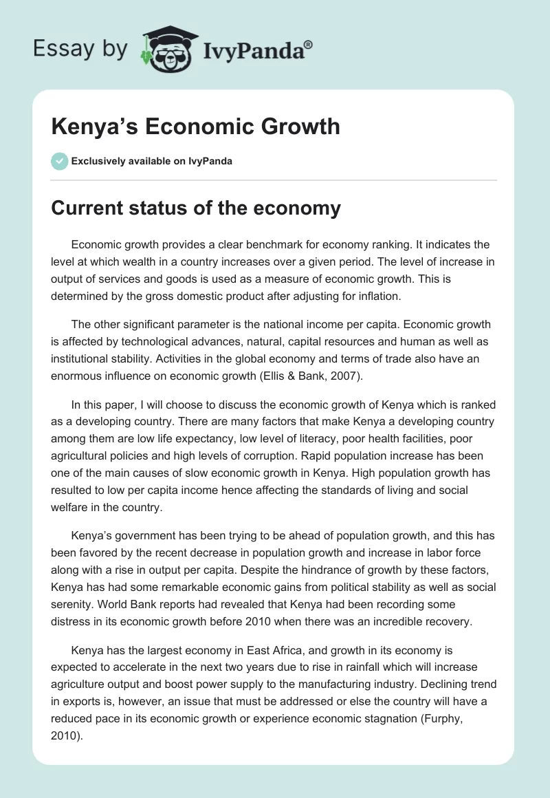 Kenya’s Economic Growth. Page 1