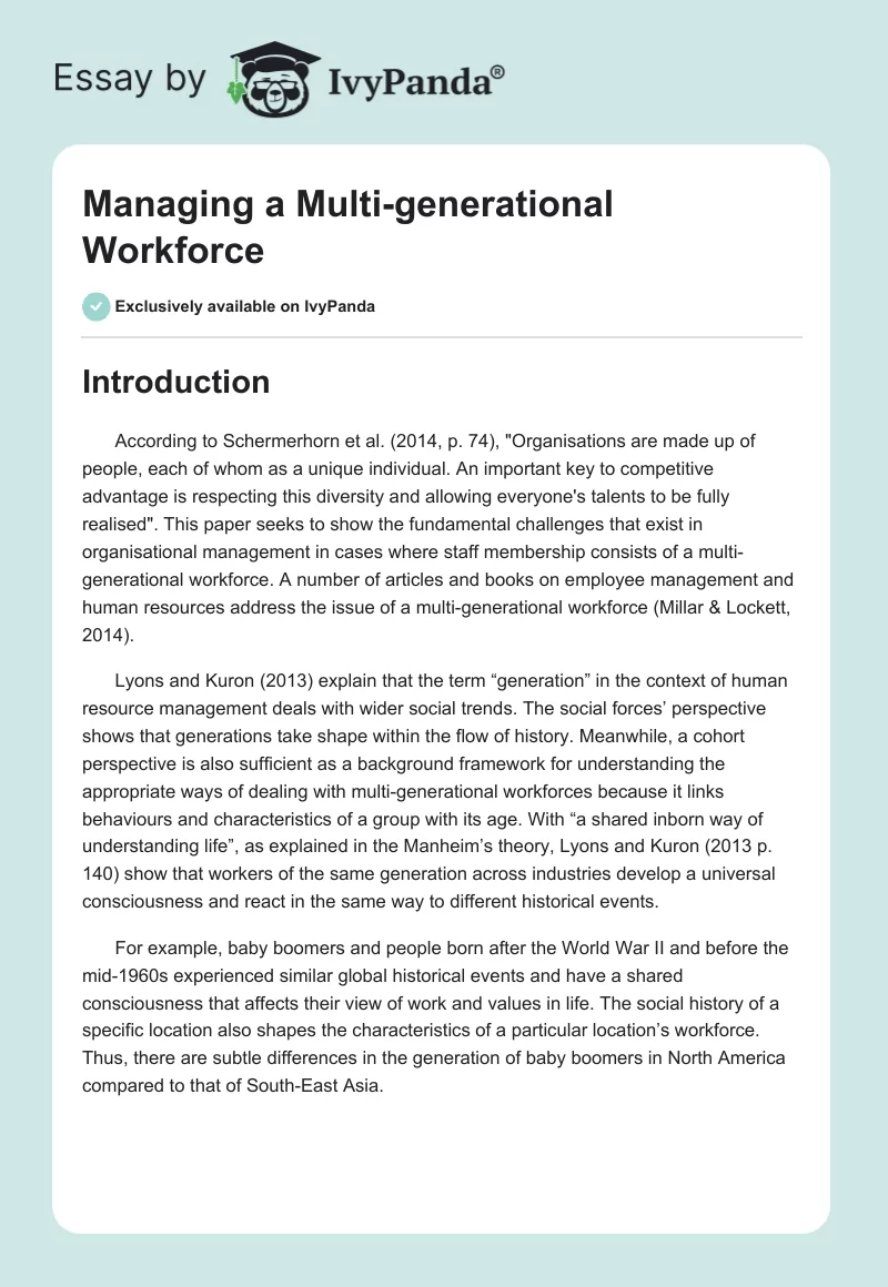 Managing a Multi-generational Workforce. Page 1