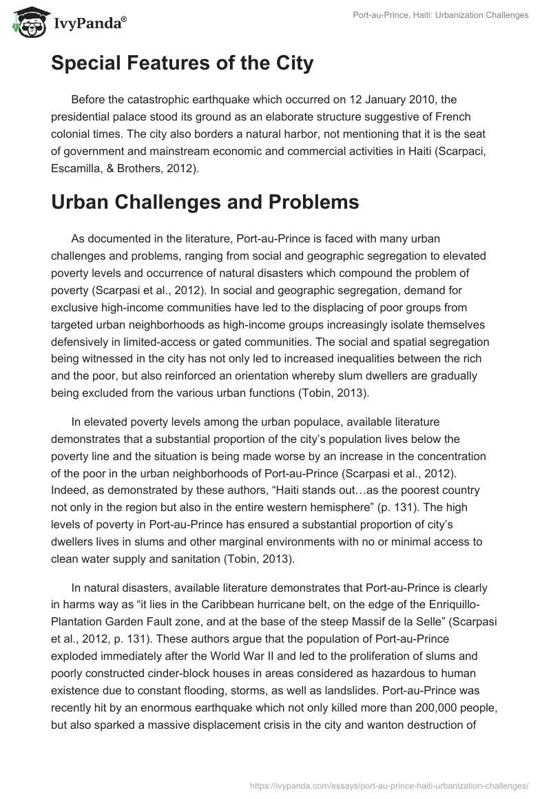 Port-au-Prince, Haiti: Urbanization Challenges. Page 2