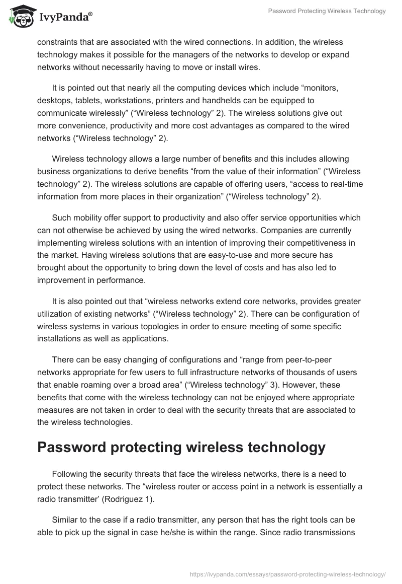 Password Protecting Wireless Technology. Page 2