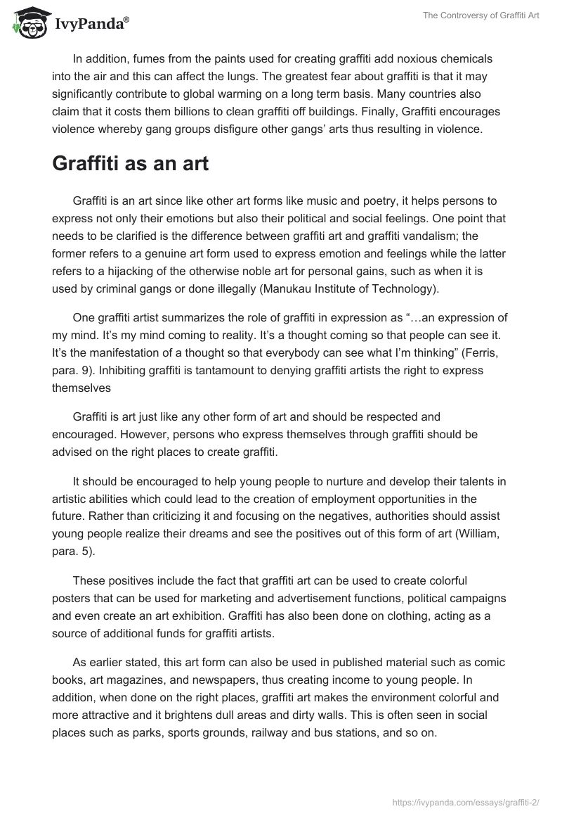 The Controversy of Graffiti Art. Page 2