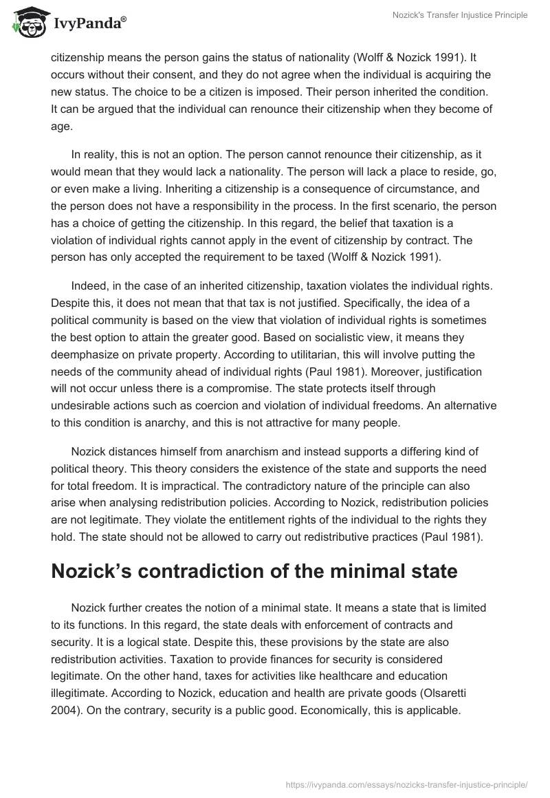 Nozick's Transfer Injustice Principle. Page 4