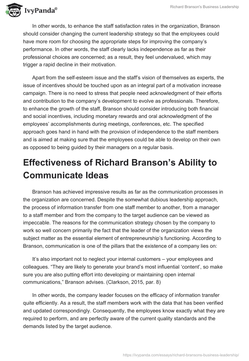 Richard Branson's Business Leadership. Page 3