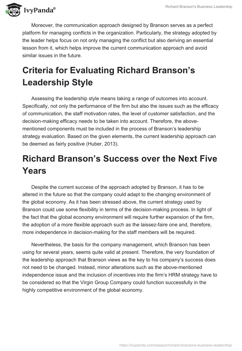 Richard Branson's Business Leadership. Page 4