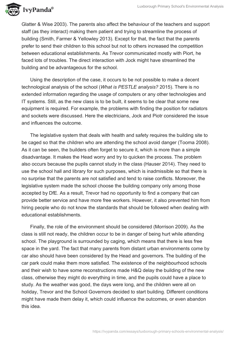Luxborough Primary School's Environmental Analysis. Page 2
