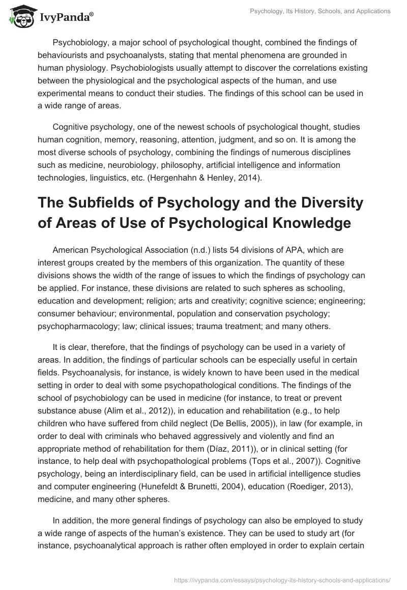 Psychology, Its History, Schools, and Applications. Page 4