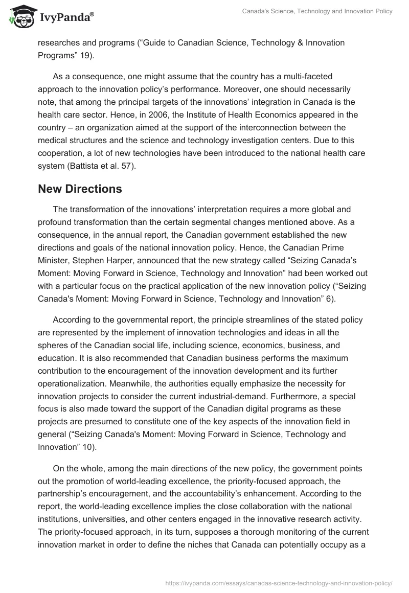 Canada's Science, Technology and Innovation Policy. Page 5