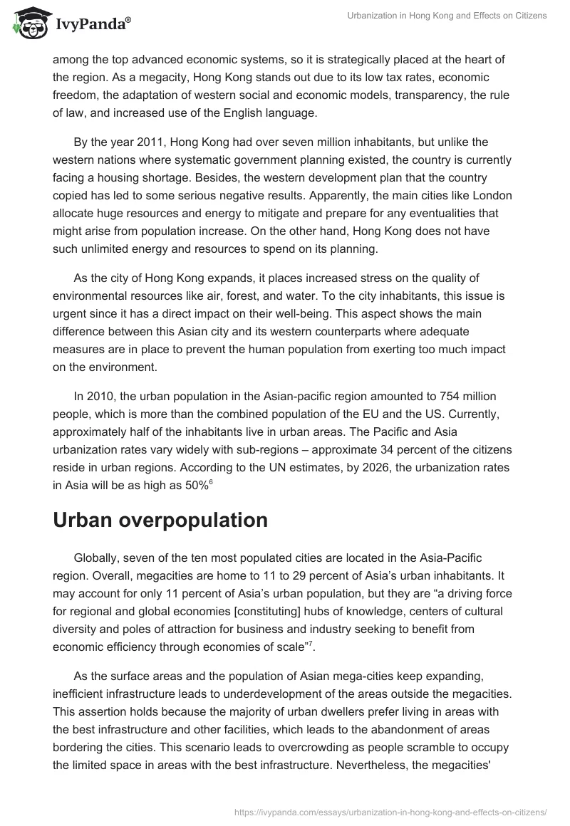 Urbanization in Hong Kong and Effects on Citizens. Page 2