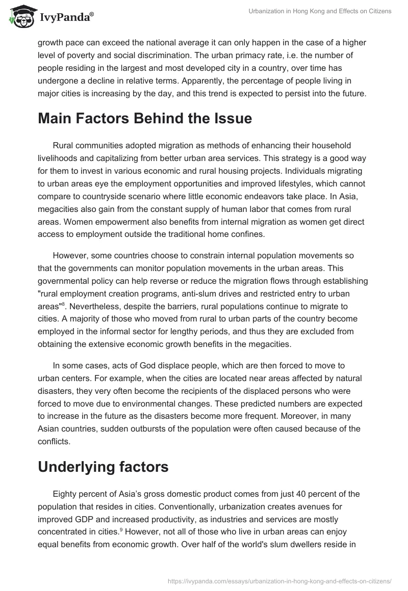 Urbanization in Hong Kong and Effects on Citizens. Page 3