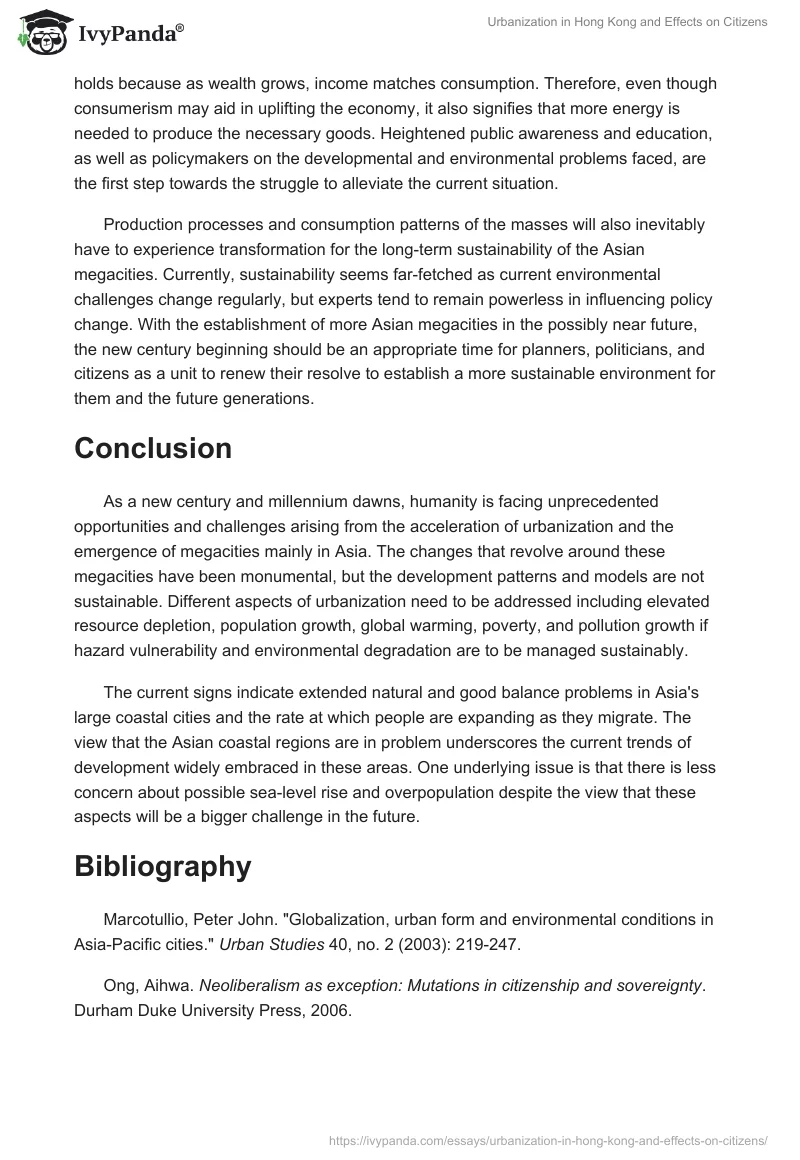 Urbanization in Hong Kong and Effects on Citizens. Page 5